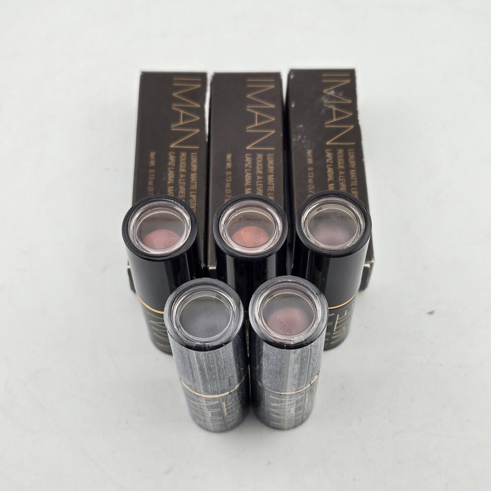 IMAN Luxury Matte Lipstick Mixed Lot Of 5 Assorted Colors Full Size Gift Set